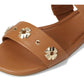 Spade Flower Stud Pebbled Leather Flat Sandal