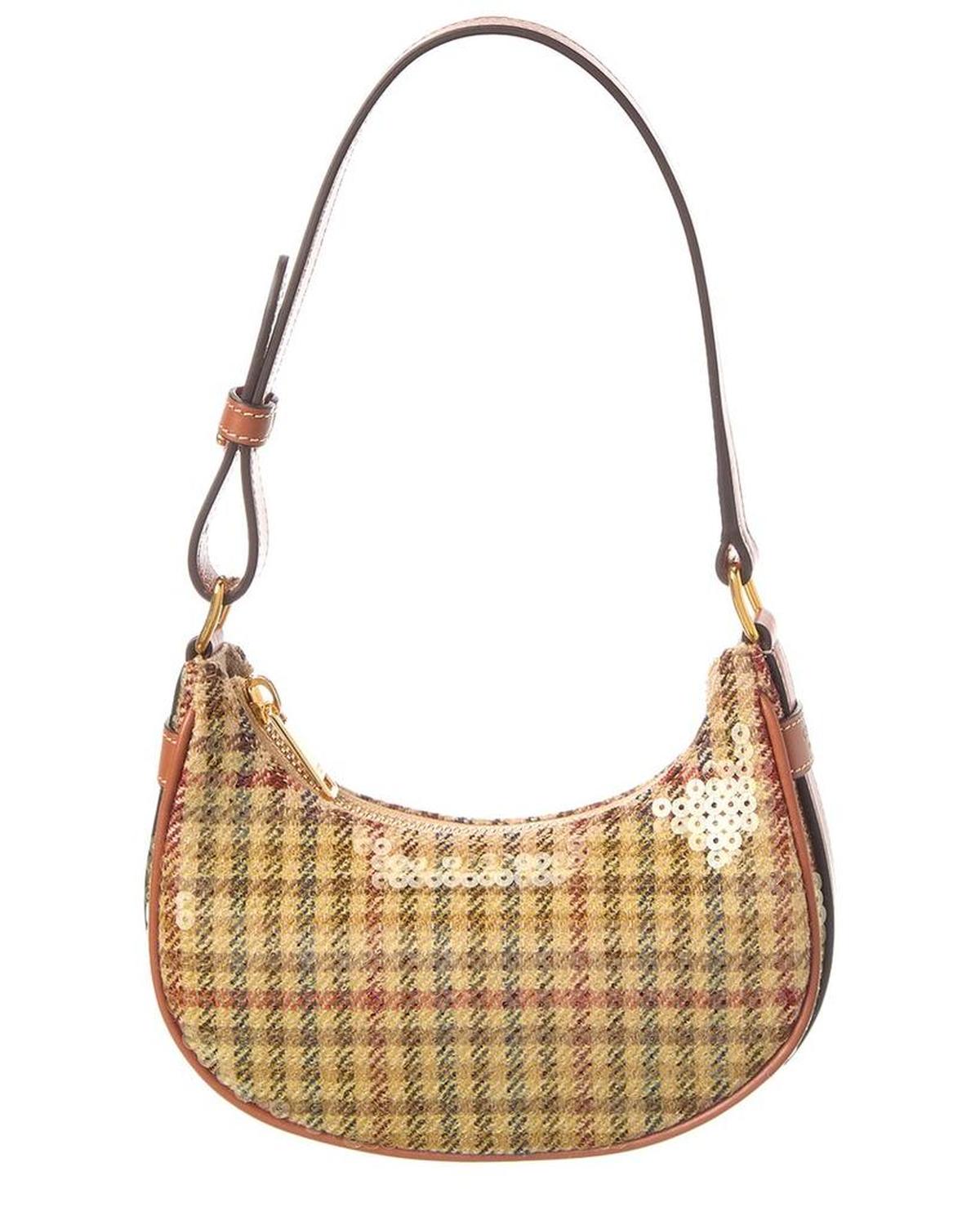 CELINE Ava Mini Tweed & Leather Hobo Bag