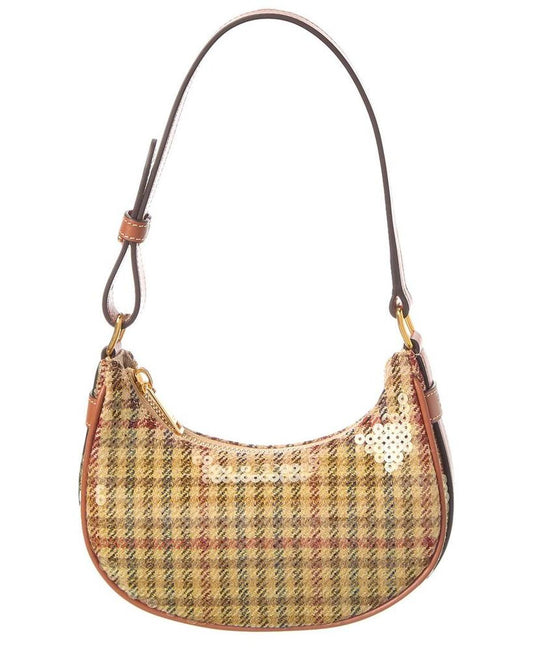 CELINE Ava Mini Tweed & Leather Hobo Bag
