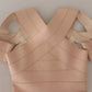 Dsquared² Beige Leather Open Shoulder Sheath Mini Dress
