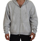 Dsquared² Gray Hooded Printed Crystal Embellishment Sweater