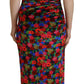 Dsquared² Multicolor Floral Bodycon Ruched Maxi Dress