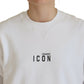 Dsquared² White Cotton Printed Long Sleeve Crew Neck Sweater