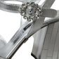 Dolce & Gabbana Silver Lambskin Leather Heels Sandals Shoes