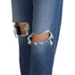 Dsquared² Blue Distressed High Waist Straight Denim Jeans
