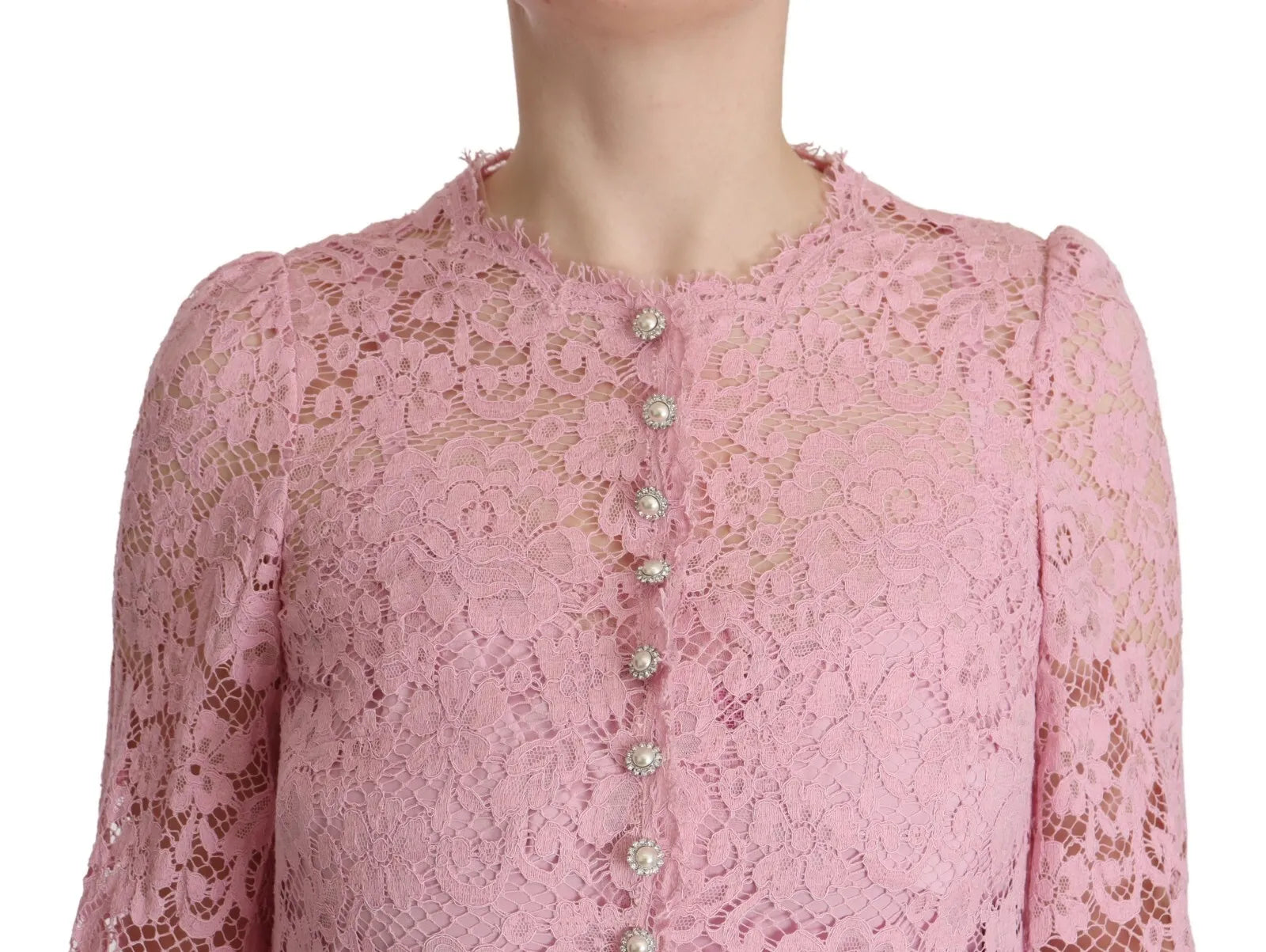 Dolce & Gabbana Shift Lilac Lace Feathers Long Sleeves Dress Dolce & Gabbana Shift Lilac Lace Feathers Long Sleeves Dress