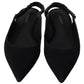 Dolce & Gabbana Black Flats Crystal Slingback Charmeuse Shoes