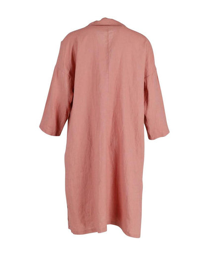 Max Mara Quarter-Sleeve Shirt Dress in Peach Linen