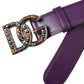 Dolce & Gabbana Purple Leather DG Logo Studs Metal Buckle Belt