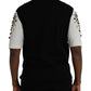 Dolce & Gabbana White Black Silk Studded Stone Crystal Shirt