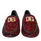Dolce & Gabbana Red Black Leopard DG Loafers Formal Men Shoes