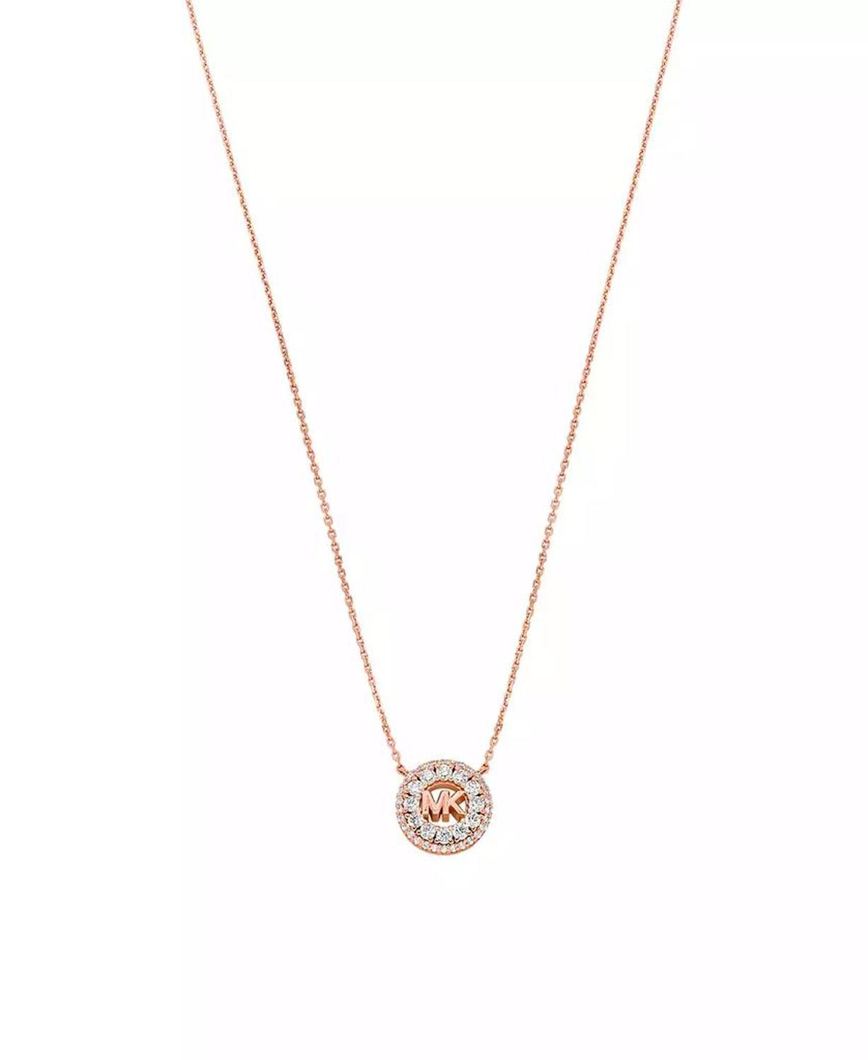 Cubic Zirconia Logo Pendant Necklace