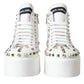 Dolce & Gabbana White Canvas Studded Sneakers Boots Shoes