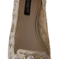 Dolce & Gabbana Beige Lace Crystal Ballet Flats Loafers Shoes
