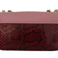 Dolce & Gabbana Pink Red Exotic Skins Gold Chain Purse LUCIA Leather Bag