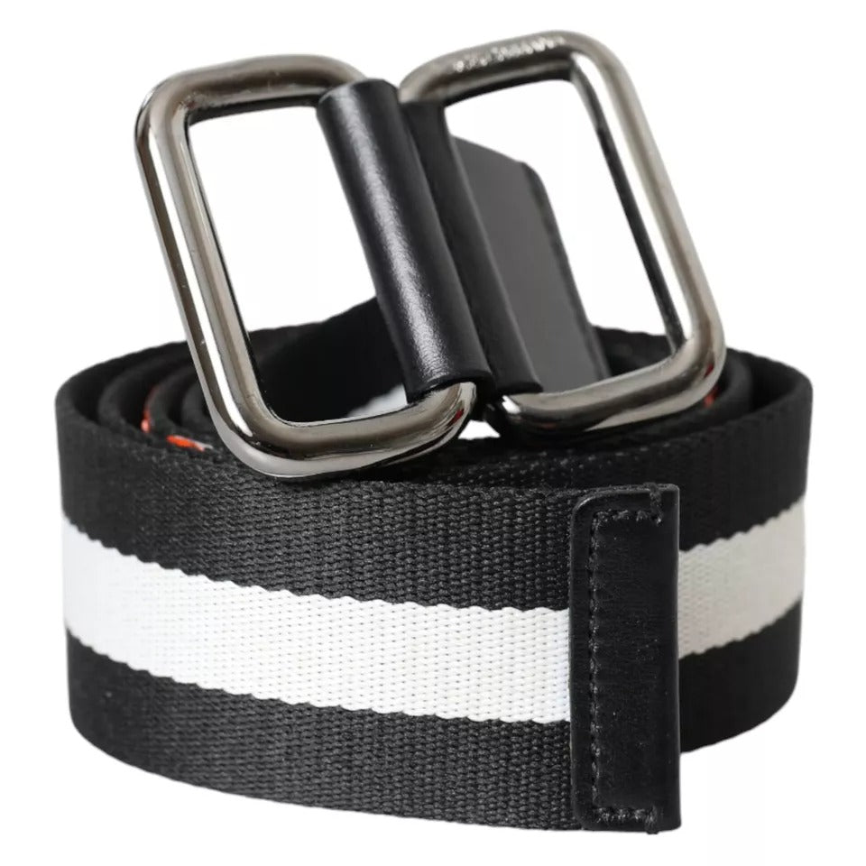 Dolce & Gabbana Orange Canvas Logo Print Metal Buckle Men Belt