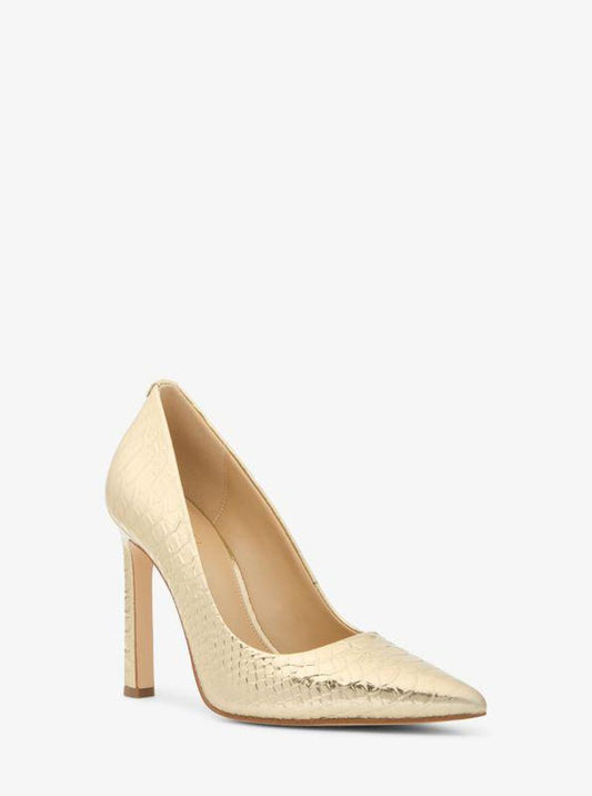 Amara Metallic Snake Embossed Leather Pump
