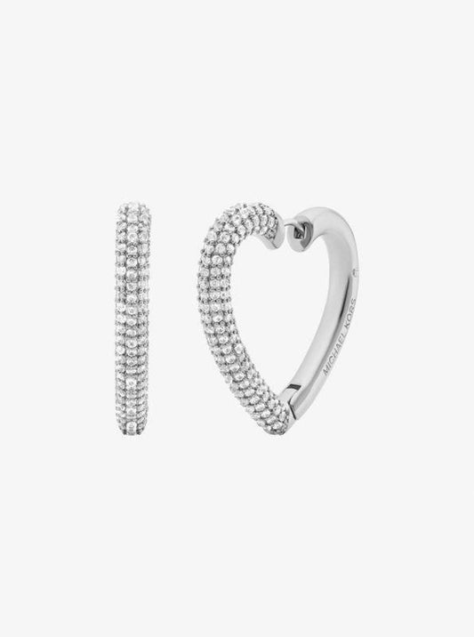 Pavé Heart Hoop Earrings
