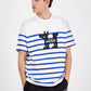 Men's Relaxed Fit Short Sleeve Striped Crewneck Logo T-Shirt