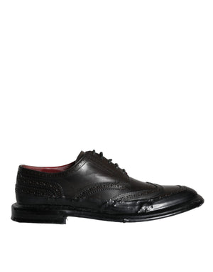 Dolce & Gabbana Black Leather Oxford Wingtip Formal Men Shoes display picture 3