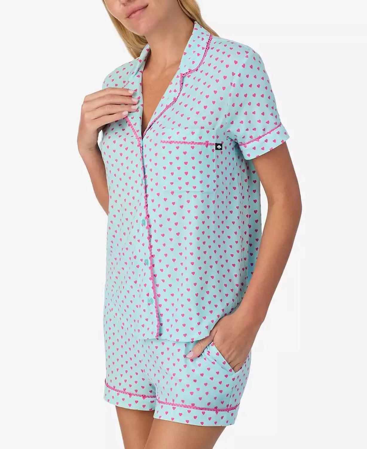 Women's 2-Piece Sleepwear Short-Sleeve Shirt and Pajama Shorts Set