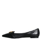 Dolce & Gabbana Black Devotion Leather Pointy Flats Shoes
