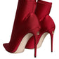 Dolce & Gabbana Cherry Red Stretch Stilettos Ankle Boot Shoes