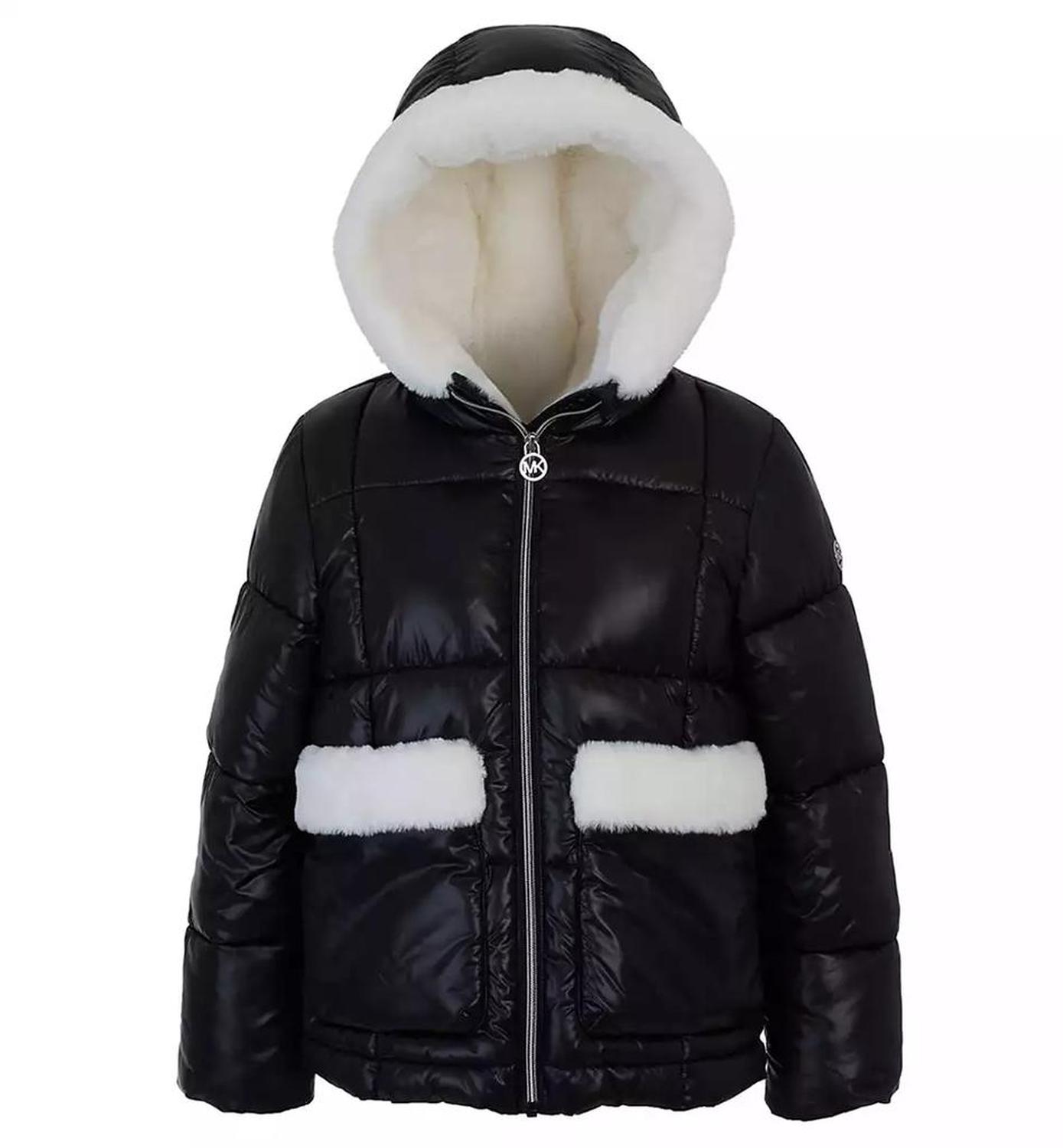 Toddler and Little Girls Faux Fur Pocket Puffer Jacket