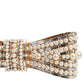 Dolce & Gabbana Gold Tone Brass Bow Crystal FauxPearl Embellished Brooch