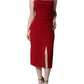 Dolce & Gabbana Red Viscose Stretch Side Slit Sheath Midi Dress