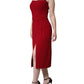 Dolce & Gabbana Red Viscose Stretch Side Slit Sheath Midi Dress