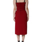 Dolce & Gabbana Red Viscose Stretch Side Slit Sheath Midi Dress