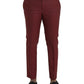 Dolce & Gabbana Maroon Wool Men Skinny Dress Pants