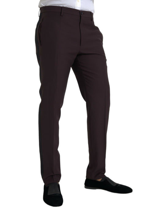 Dolce & Gabbana Dark Brown Wool Slim Fit Pants
