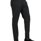 Dolce & Gabbana Black Striped Wool Skinny Dress Pants