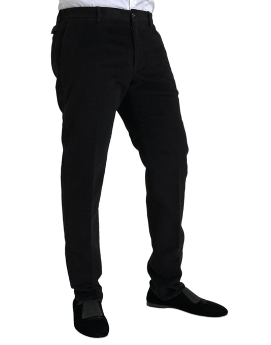 Dolce & Gabbana Black Cotton Velvet Skinny Pants