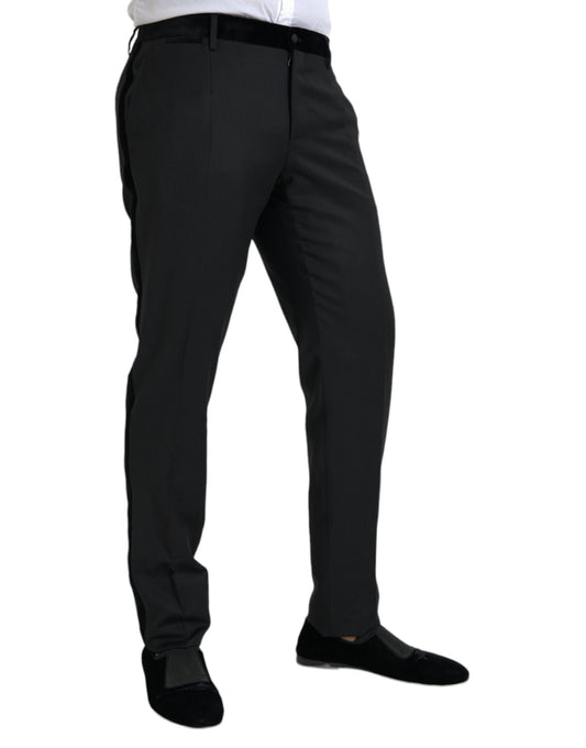 Dolce & Gabbana Black Silk Men Skinny Dress Pants