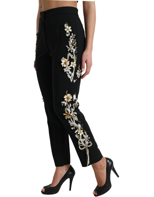 Dolce & Gabbana Elegant High Waist Floral Tapered Pants