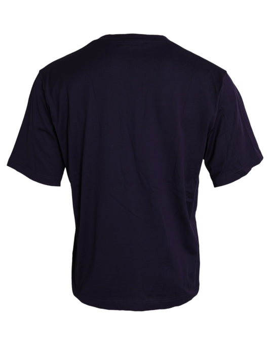 Dolce & Gabbana Purple Logo Patch Short Sleeve Cotton T-shirt