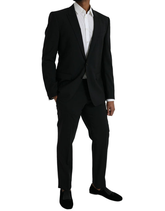 Dolce & Gabbana Black Wool MARTINI Formal 2 Piece Suit
