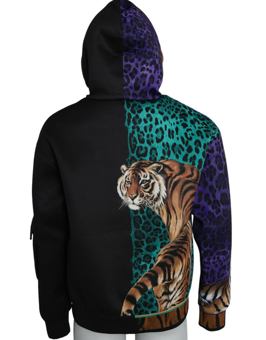 Dolce & Gabbana Multicolor Tiger Hooded Sweatshirt Sweater