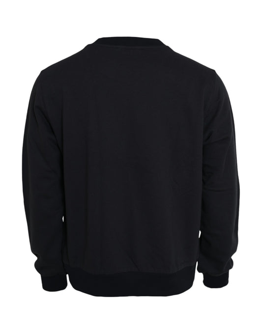 Dolce & Gabbana Dark Blue Cotton Logo Plaque Sweatshirt Sweater