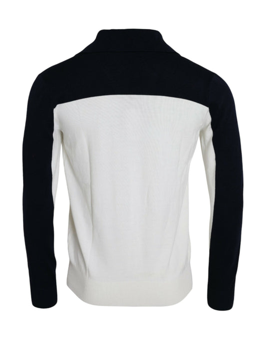 Dolce & Gabbana White Black SICILIA Henley Shirt Pullover Sweater