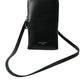 Dolce & Gabbana Black Leather Zip Around Logo Print Lanyard Strap Wallet