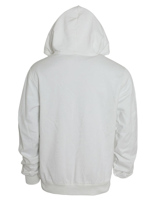 Dolce & Gabbana White Cotton Hooded Pullover Sweatshirt Sweater