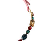 Dolce & Gabbana Pink Leather Crystal Chain Embellished Belt