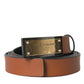 Dolce & Gabbana Brown Calf Leather Metal Logo Buckle Belt Men
