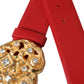 Dolce & Gabbana Red Leather Gold Heart Metal Buckle Belt