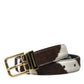 Dolce & Gabbana Brown White Zebra Pony Hair Gold Buckle Belt
