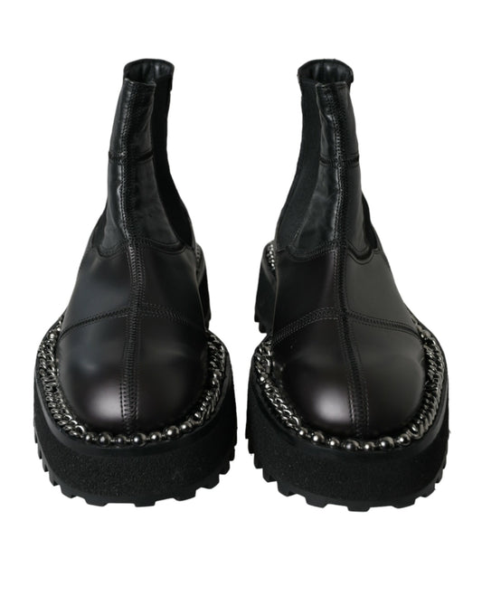 Dolce & Gabbana Elegant Black Chelsea Slip-On Boots